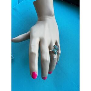 Sterling Silver Adjustable‎ Blue CZ Leaf Stones